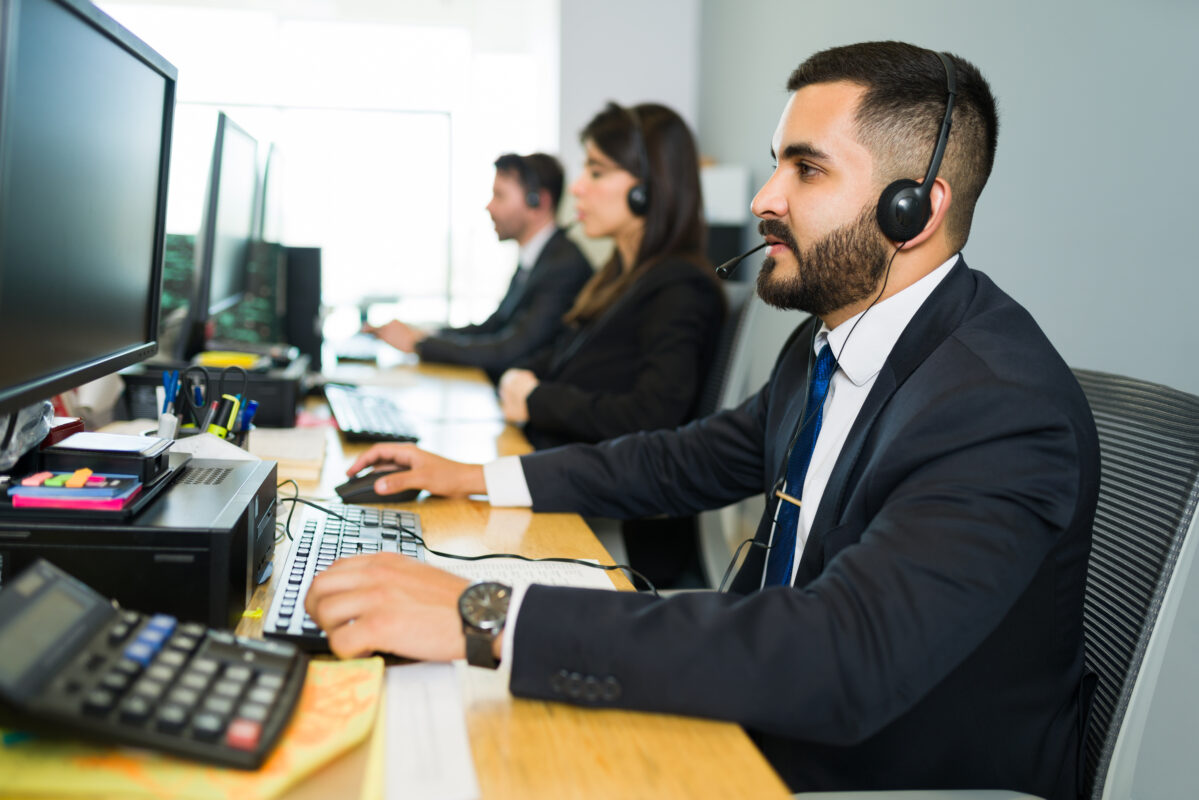 Sales representative talking